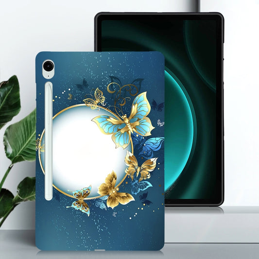 For Samsung Galaxy Tab S9 / S9 FE Color Painting Pattern Smart Tablet TPU Case(Butterfly Circle) by bashfashion