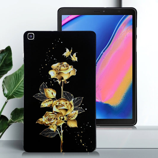 For Samsung Galaxy Tab A 8.0 2019 Color Painting Pattern Smart Tablet TPU Case(Golden Rose) by bashfashion