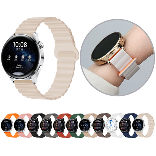 22mm Solid Color Magnetic Silicone Watch Band(Milk Tea) by bashfashion