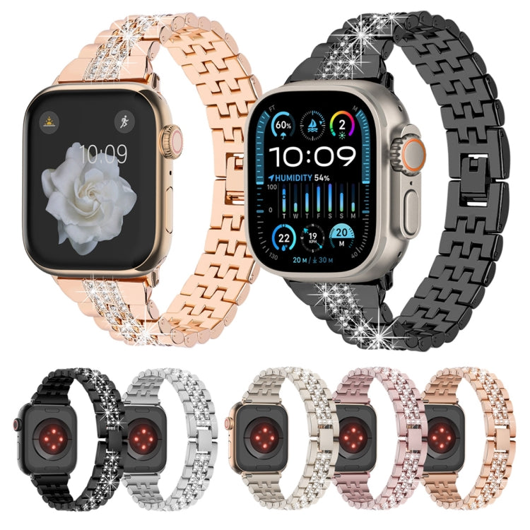 For Apple Watch SE 2023 44mm Bling Diamond Chain Metal Watch Band(Starlight) by bashfashion