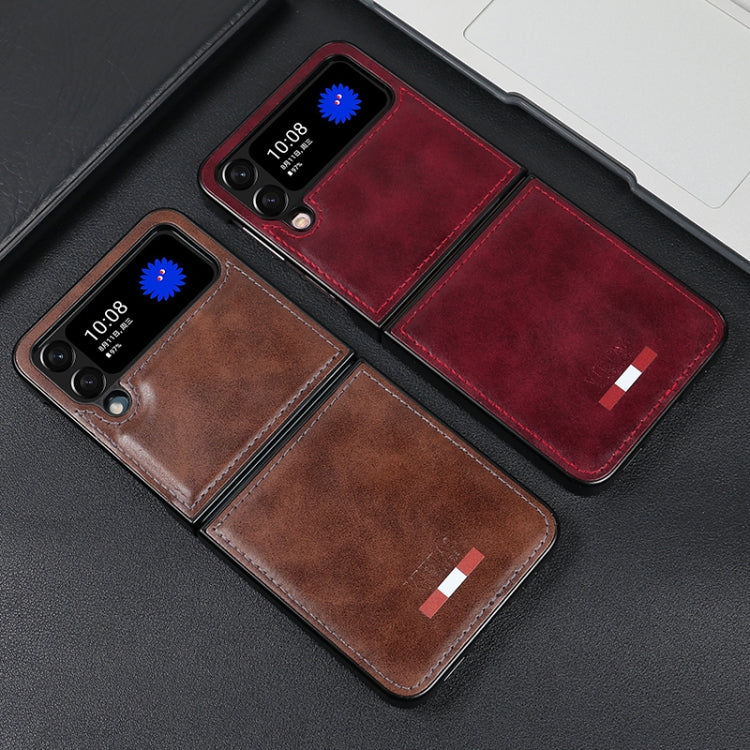 For Samsung Galaxy Z Flip4 VIETAO Plain Leather PU Phone Case(Black) by VIETAO