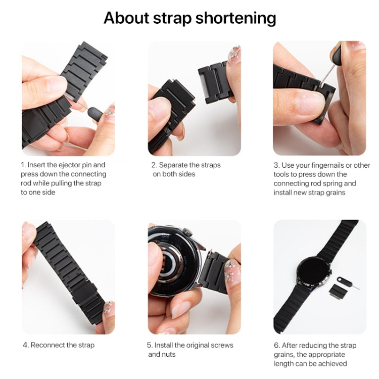 22mm One-bead Bamboo Magnetic Buckle Pure Titanium Watch Band(Black) by bashfashion