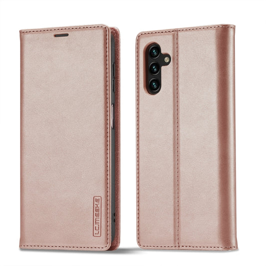 For Samsung Galaxy S24 FE 5G LC.IMEEKE Strong Magnetism Microfiber Leather Phone Case(Rose Gold) by LC.IMEEKE