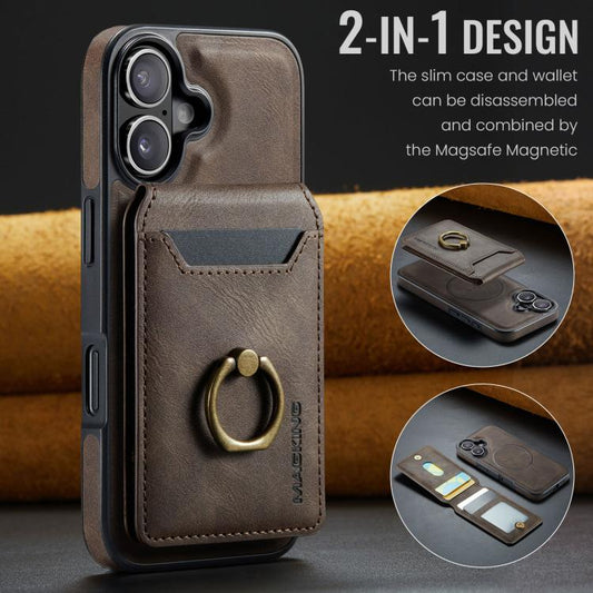 For iPhone 17 MAGKING K1 MagSafe Detachable Wallet RFID Back Cover Phone Case(Coffee) by MAGKING