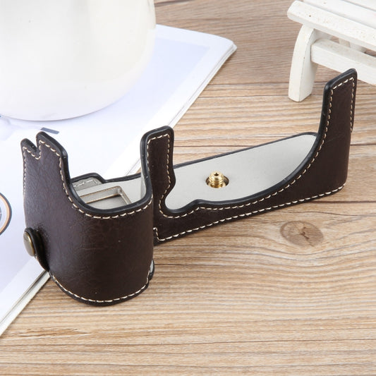 For FUJIFILM X-S20 Buffalo Texture PU Leather Camera Half Case Base(Dark Coffee) by bashfashion