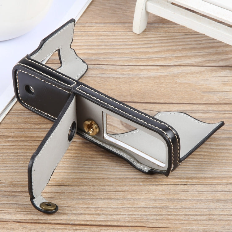 For FUJIFILM X100VI Glossy PU Leather Camera Half Case Base(Black) by bashfashion