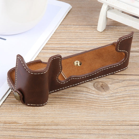 For FUJIFILM X-T5 Glossy PU Leather Camera Half Case Base(Coffee) by bashfashion
