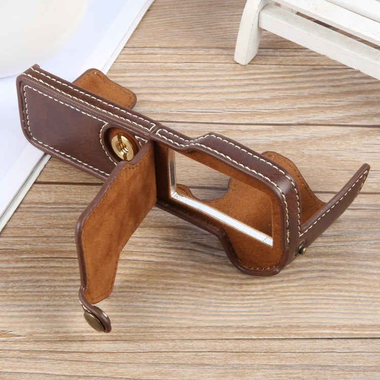 For FUJIFILM X-T5 Glossy PU Leather Camera Half Case Base(Coffee) by bashfashion