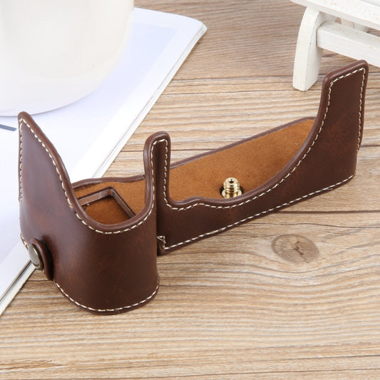 For Sony ILCE-7CM2 / Alpha 7C II Glossy PU Leather Camera Half Case Base(Coffee) by bashfashion