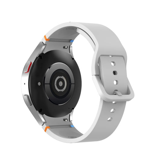 For Samsung Galaxy Watch 7 40 / 44mm Glossy Stitched Silicone Watch Band(White) by bashfashion