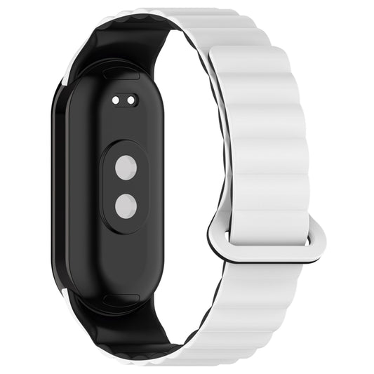 For Xiaomi Smart Band 9 / 8 Two Color Magnetic Silicone Watch Band(White Black) by bashfashion