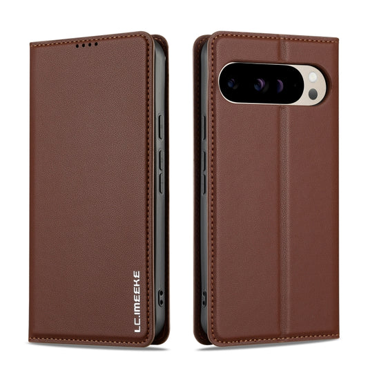 For Google Pixel 9 Pro XL LC.IMEEKE L1 Series Frosted Fine Texture PU Phone Case(Brown) by LC.IMEEKE
