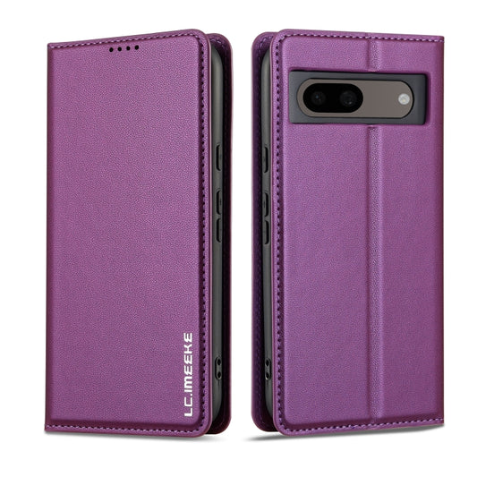 For Google Pixel 8 LC.IMEEKE L1 Series Frosted Fine Texture PU Phone Case(Purple) by LC.IMEEKE