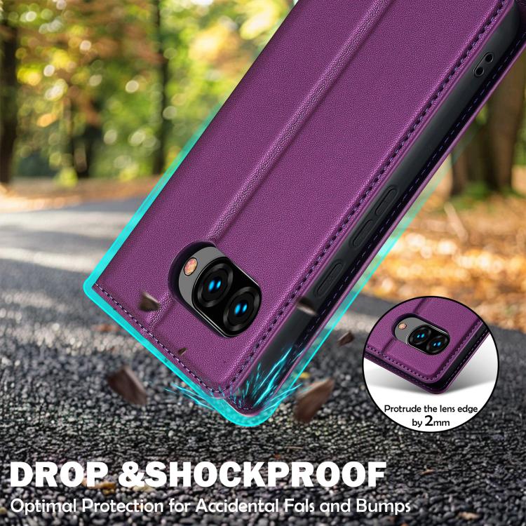 For Google Pixel 9a LC.IMEEKE L1 Series Frosted Fine Texture PU Phone Case(Purple) by LC.IMEEKE