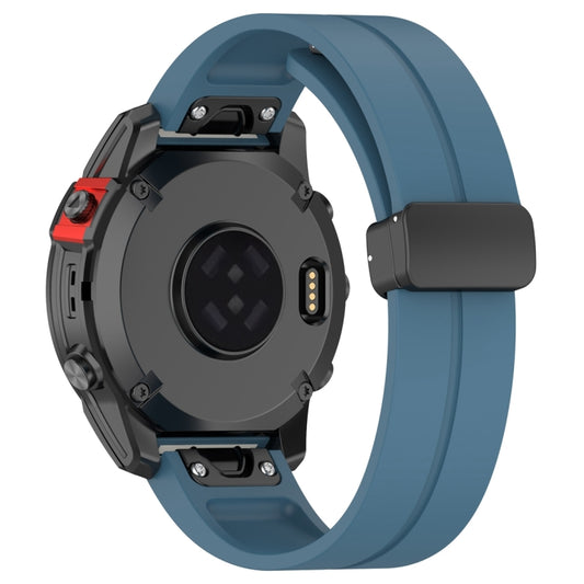 For Garmin Fenix 7S Magnetic Folding Black Buckle Silicone Watch Band(Blue) by bashfashion