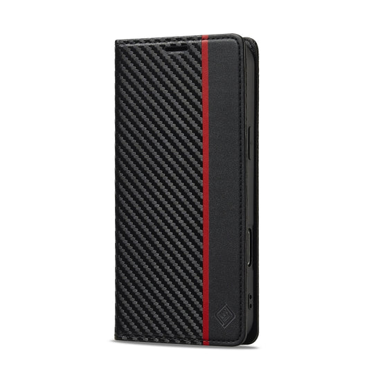 For iPhone 16 Pro Max LC.IMEEKE Carbon Fiber Leather Phone Case(Vertical Black) by LC.IMEEKE