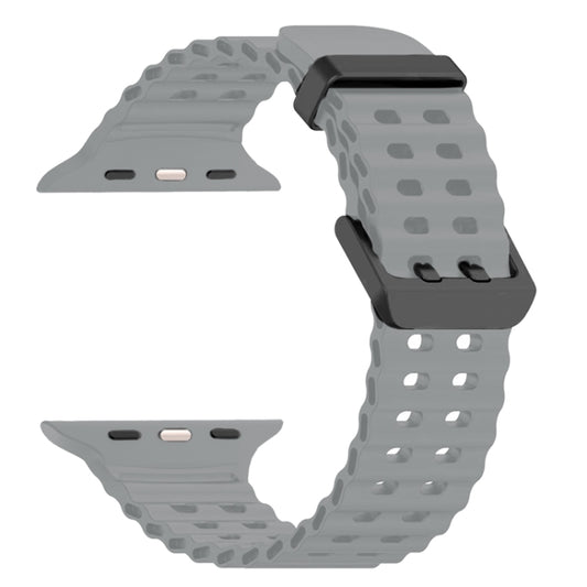 For Apple Watch Ultra 2 49mm Ocean Dual-Row Hole Silicone Watch Band(Cloudy Gray) by bashfashion