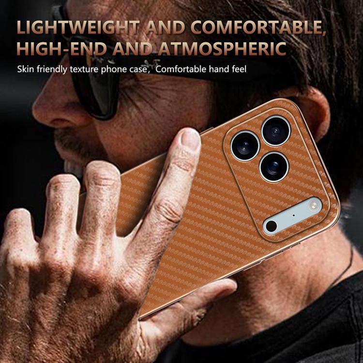 For iPhone 17 Pro AZNS Electroplated Edge Carbon Fiber Texture Phone Case(Blue) by AZNS