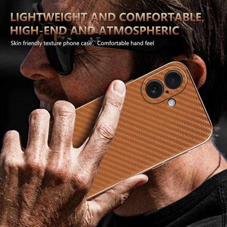 For iPhone 17 AZNS Electroplated Edge Carbon Fiber Texture Phone Case(Brown) by AZNS