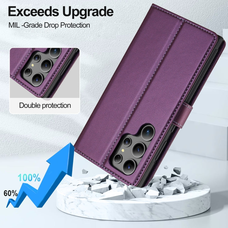 For Samsung Galaxy S24 Ultra 5G LC.IMEEKE L2 Series Detachable Magsafe PU Phone Case with Lanyard(Purple) by LC.IMEEKE