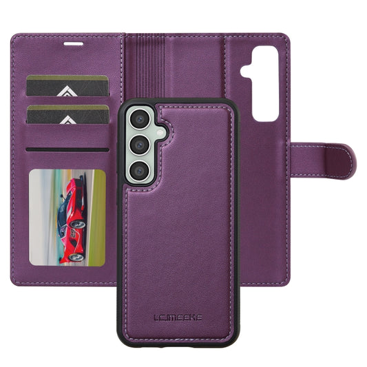 For Samsung Galaxy A55 5G LC.IMEEKE L2 Series Detachable Magsafe PU Phone Case with Lanyard(Purple) by LC.IMEEKE