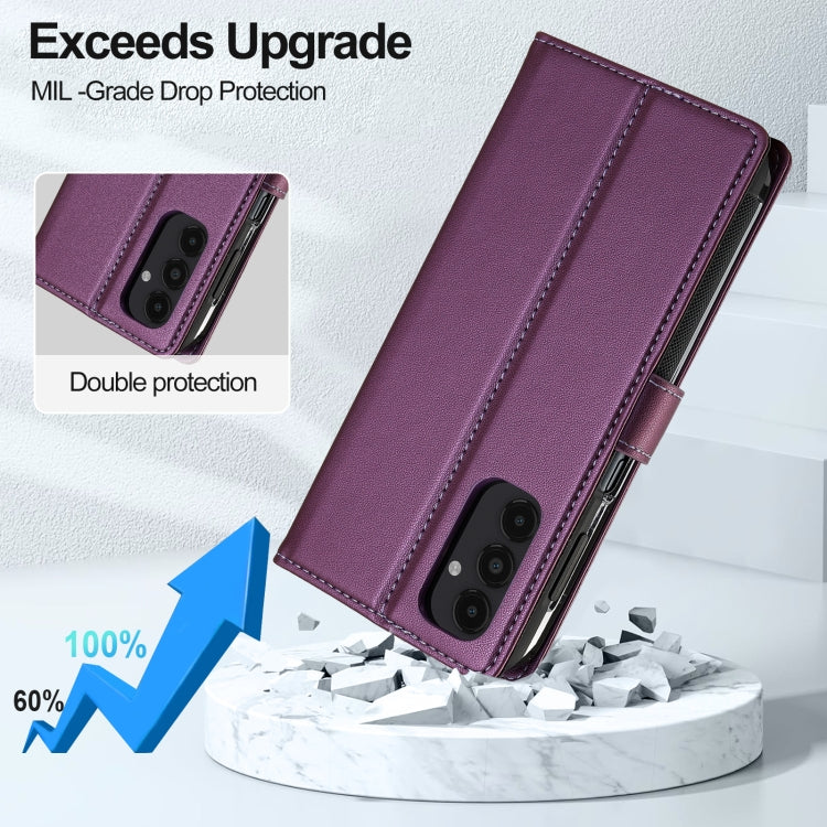 For Samsung Galaxy A14 4G / A14 5G LC.IMEEKE L2 Series Detachable Magsafe PU Phone Case with Lanyard(Purple) by LC.IMEEKE