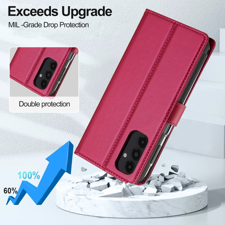 For Samsung Galaxy A14 4G / A14 5G LC.IMEEKE L2 Series Detachable Magsafe PU Phone Case with Lanyard(Red) by LC.IMEEKE