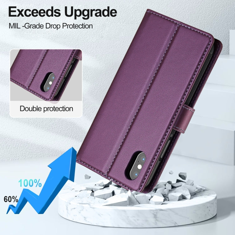 For iPhone XR LC.IMEEKE L2 Series Detachable Magsafe PU Phone Case with Lanyard(Purple) by LC.IMEEKE