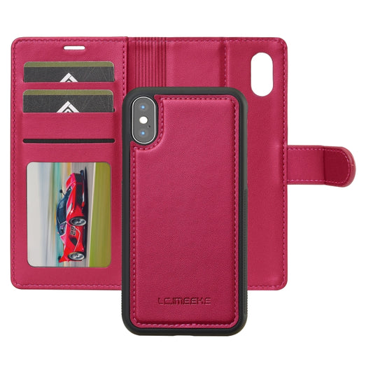 For iPhone XS Max LC.IMEEKE L2 Series Detachable Magsafe PU Phone Case with Lanyard(Red) by LC.IMEEKE