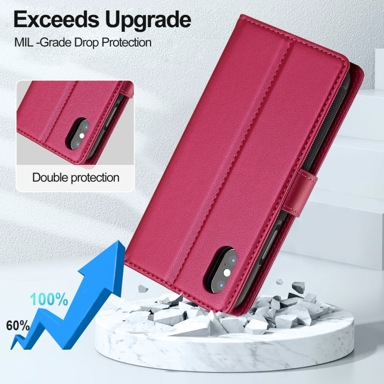 For iPhone XS Max LC.IMEEKE L2 Series Detachable Magsafe PU Phone Case with Lanyard(Red) by LC.IMEEKE