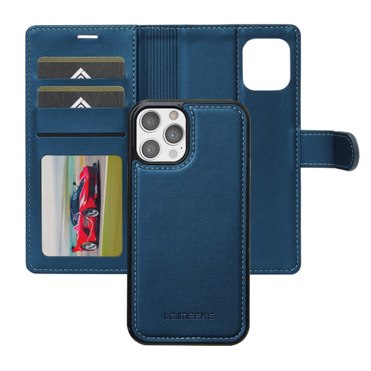 For iPhone 12 Pro Max LC.IMEEKE L2 Series Detachable Magsafe PU Phone Case with Lanyard(Blue) by LC.IMEEKE