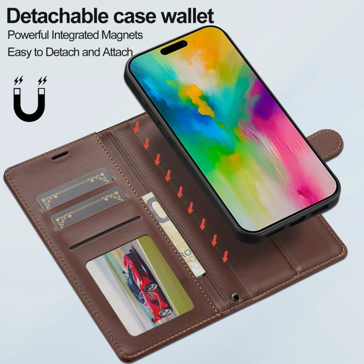 For iPhone 16 Pro Max LC.IMEEKE L2 Series Detachable Magsafe PU Phone Case with Lanyard(Brown) by LC.IMEEKE