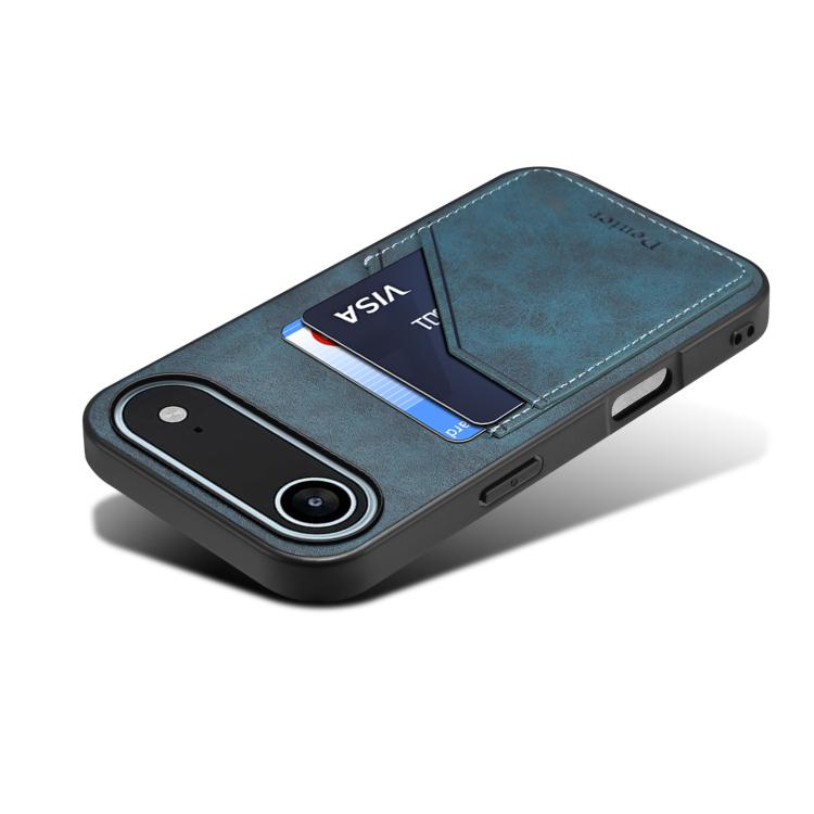 For iPhone Air Denior D09 PU Dual Card Slot Back Cover Phone Case(Blue) by Denior