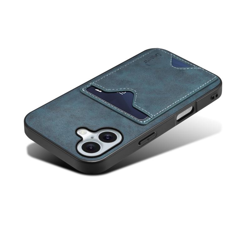 For iPhone 17 Denior D06 PU Back Cover Card Slot Holder Phone Case(Blue) by Denior