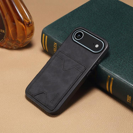 For iPhone Air Denior D06 PU Back Cover Card Slot Holder Phone Case(Black) by Denior