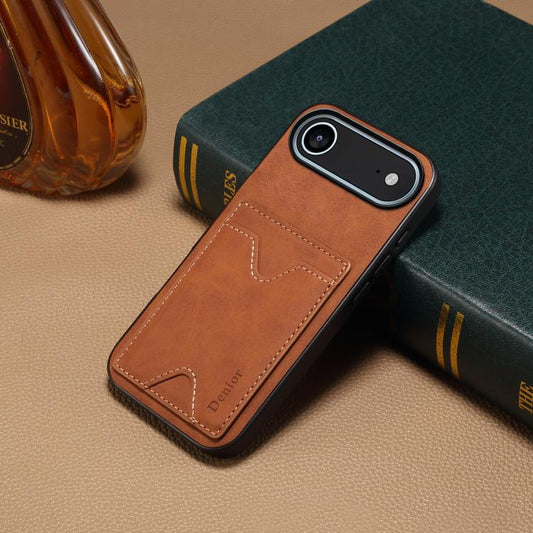 For iPhone Air Denior D06 PU Back Cover Card Slot Holder Phone Case(Brown) by Denior