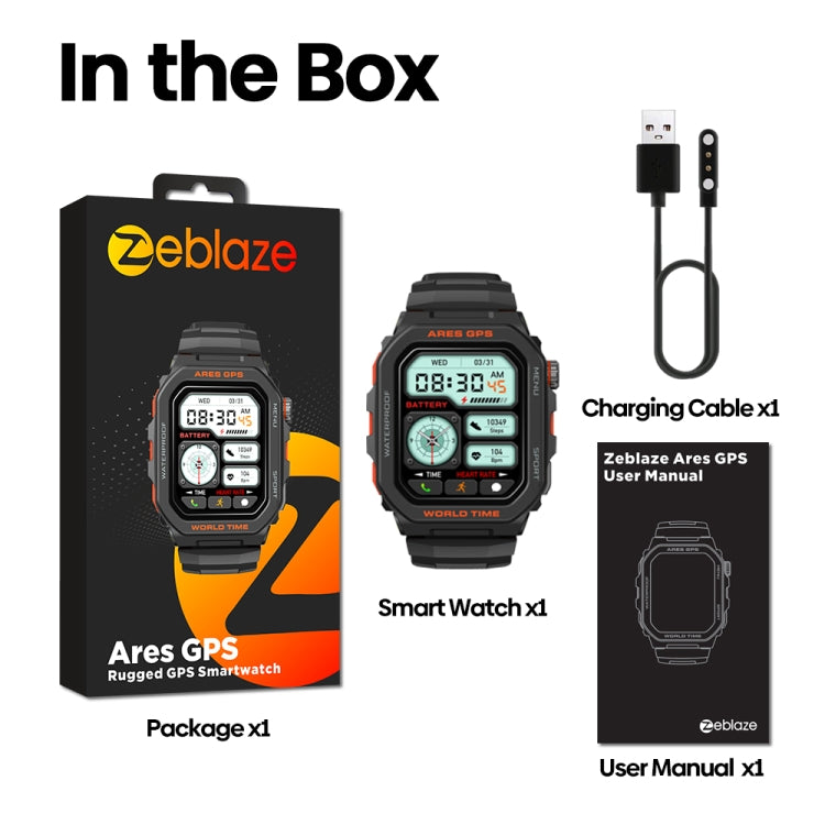 Zeblaze Ares GPS Rugged GPS Smart Watch, Support Heart Rate / Pulse Ox Blood Oxygen(Lava Black) by Zeblaze