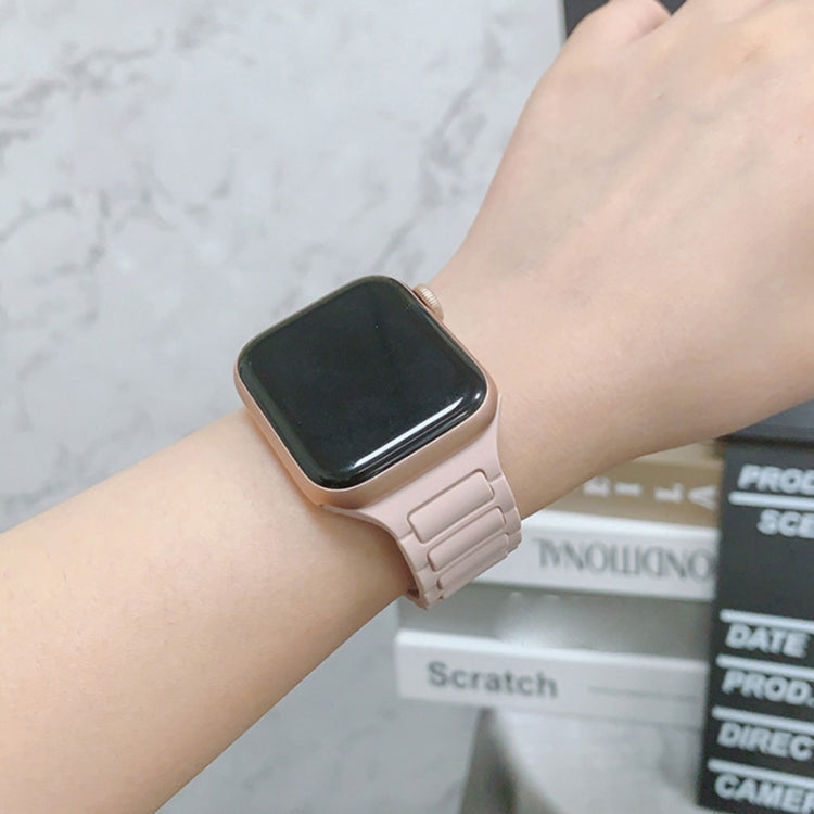 For Apple Watch SE 2023 44mm Tri-beads Loop Buckle Silicone Watch Band(Rose Red) by bashfashion