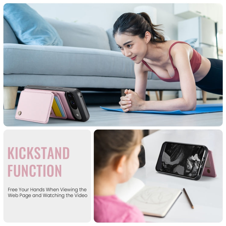 For Google Pixel 9 / 9 Pro JEEHOOD J05 Business Magnetic Style RFID Leather Phone Case(Pink) by JEEHOOD