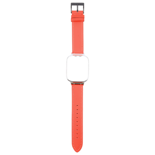 For Redmi Watch 3 Lite Metal Frame Integrated Leather Watch Band(Red) by bashfashion