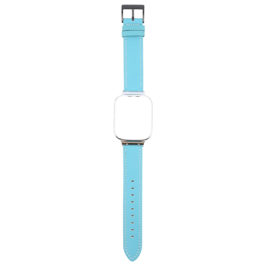 For Redmi Watch 3 Lite Metal Frame Integrated Leather Watch Band(Blue) by bashfashion