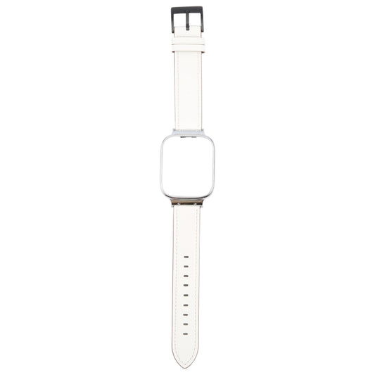 For Redmi Watch 3 Lite Metal Frame Integrated Leather Watch Band(White) by bashfashion