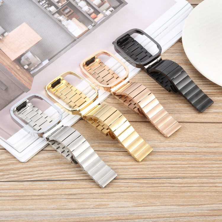 For Redmi Watch 3 Lite Frame Integrated One-bead Stainless Steel Watch Band(Rose Gold) by bashfashion