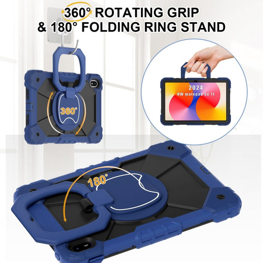 For Huawei Matepad SE 11 2024 Contrast Color Robot Silicone Hybrid PC Tablet Case(Navy Black) by bashfashion