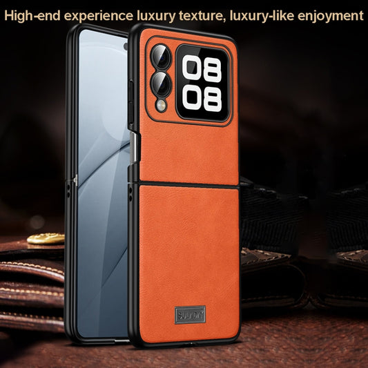 For Huawei nova Flip SULADA Shockproof TPU Hybrid Handmade Leather Phone Case(Orange) by SULADA