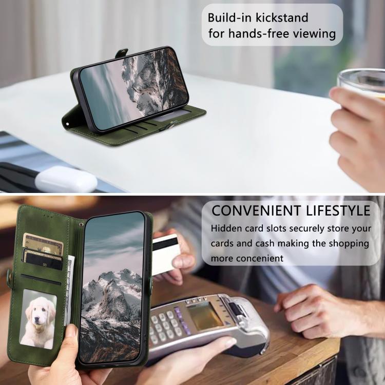 For iPhone 16e Skin Feel Totem Embossed Leather Phone Case(Deep Green) by bashfashion