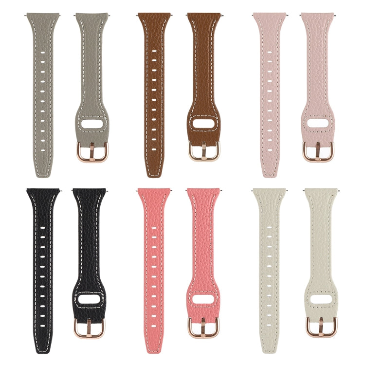 22mm T-shaped Starry Sky Style Litchi Texture Genuine Leather Watch Band(Pink) by bashfashion