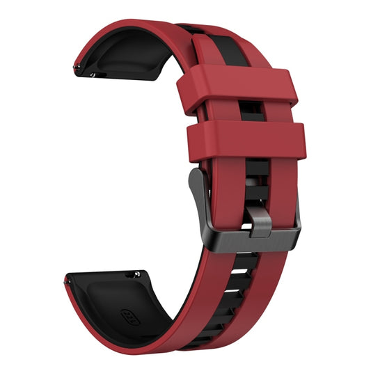 20mm Vertical Two Color Silicone Watch Band(Dark Red+Black) by bashfashion