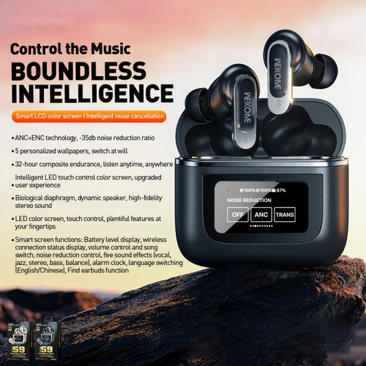 WK Beluga S9 Smart Color Screen True Wireless Noise Reduction Bluetooth Earphone(Gold) by WK