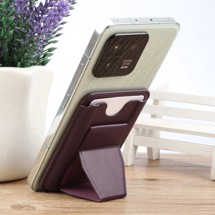 MagSafe Magnetic Wallet Card Hourglass Fold Holder Case(Purple) by bashfashion